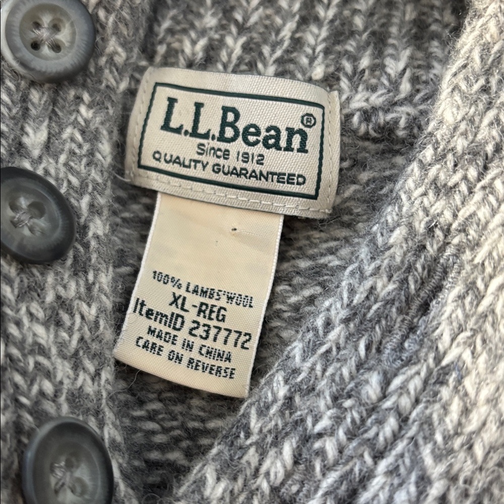 L.L. Bean 100% Lambswool Henley Sweater Heather Grey XL/L Grandpacore - Picture 3 of 8